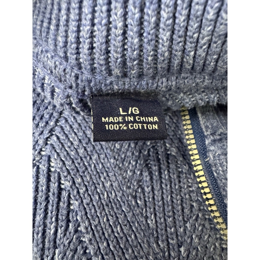 Mens Tommy Bahama Thick Cable Knit 1/4 Zip Pullover Sweater Size Large Blue - Picture 5 of 7